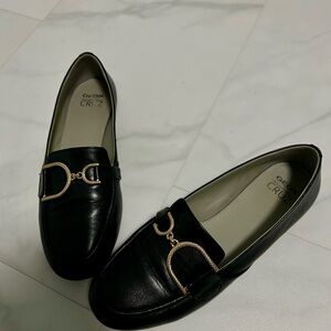 Geox Women's Black Loafers with Gold Accent
